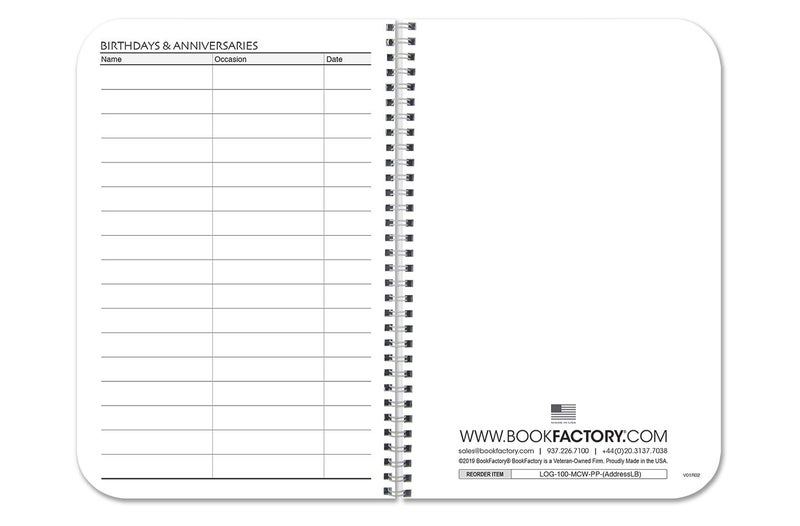 BookFactory Little Black Book/Pocket Address Book/Mini Black Address Book - 100 Pages, 3.5'' x 5.25'', Wire-O (Made in USA) - Image 4